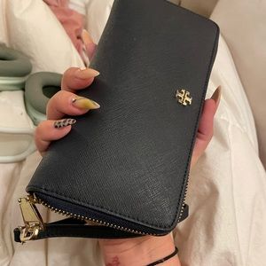 Navy Blue Tory Burch Wristlet Zip Wallet